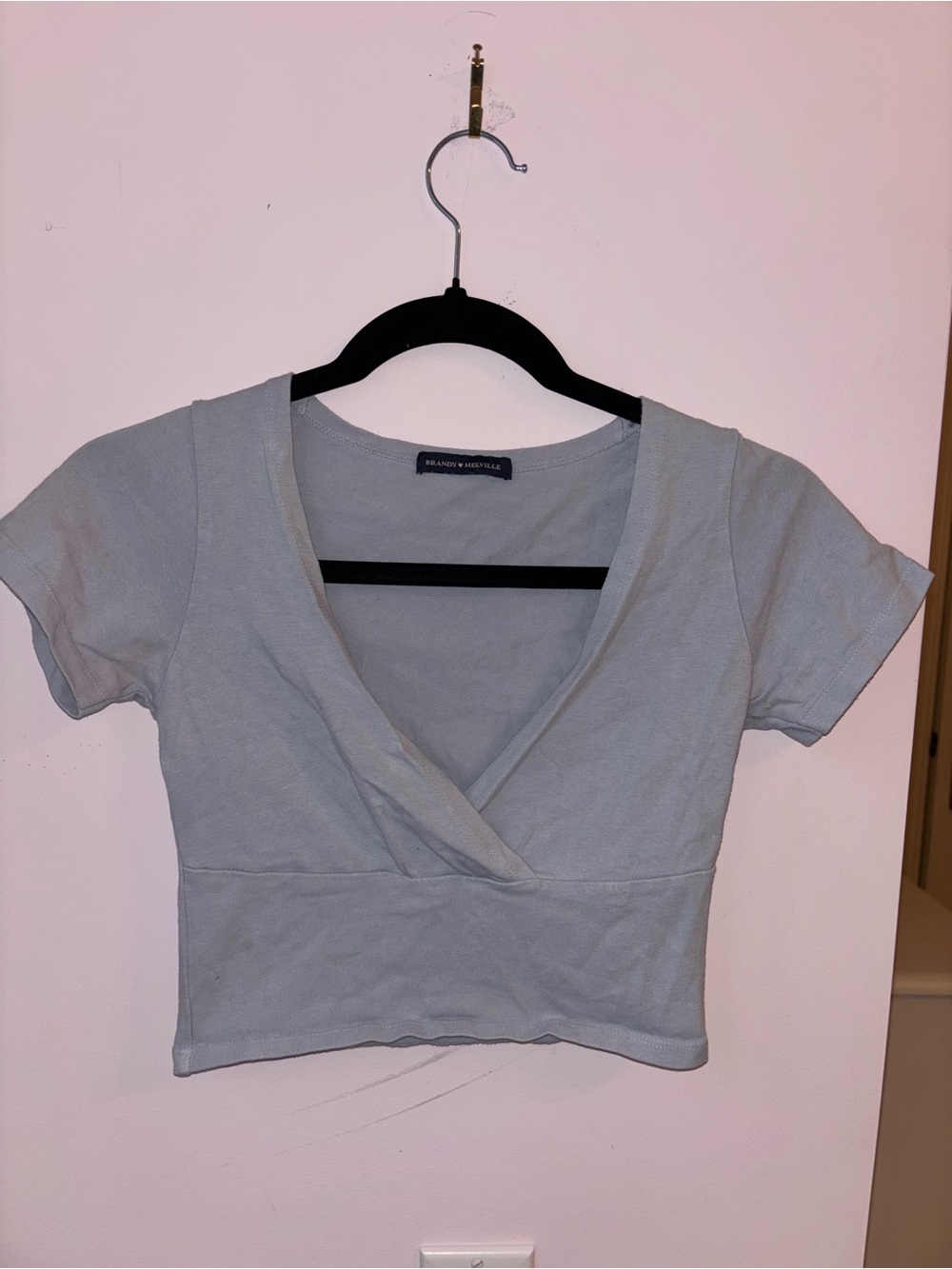Brandy Melville Pale Gray Wrap Crop Top